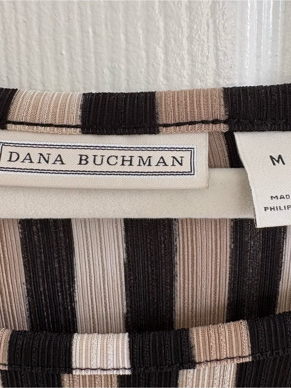 Dana Buchman Black and Cream Striped Peplum Tunic - Picture 3 of 5
